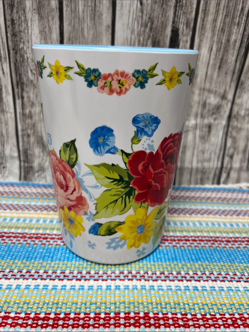 Pioneer Woman Sweet Rose melamine utensil holder.